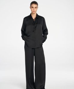 Mela Purdie Soft Shirt - Black Mirror Satin