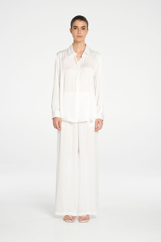 Mela Purdie Soft Shirt - Ivory Mirror Satin - Image 5
