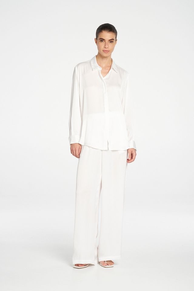 Mela Purdie Soft Shirt - Ivory Mirror Satin - Image 4