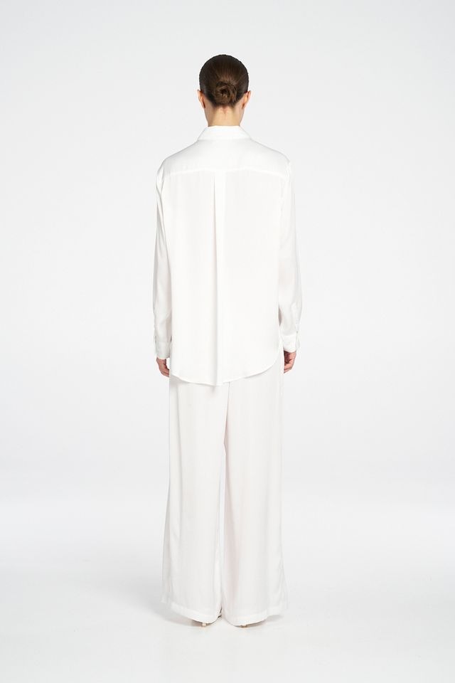 Mela Purdie Soft Shirt - Ivory Mirror Satin - Image 6
