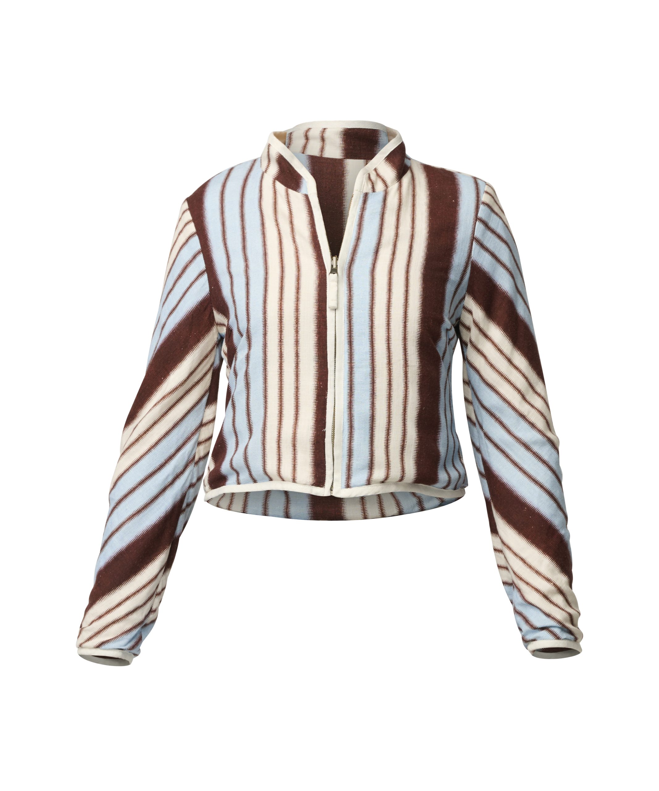 Once Was Delray Reversible Printed Linen Viscose Jacket - Nautilus Bloom/Iridescent Stripe - Image 8