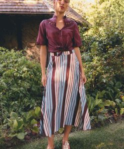 Once Was Iris Pleated Viscose Blend Skirt - Iridescent Stripe