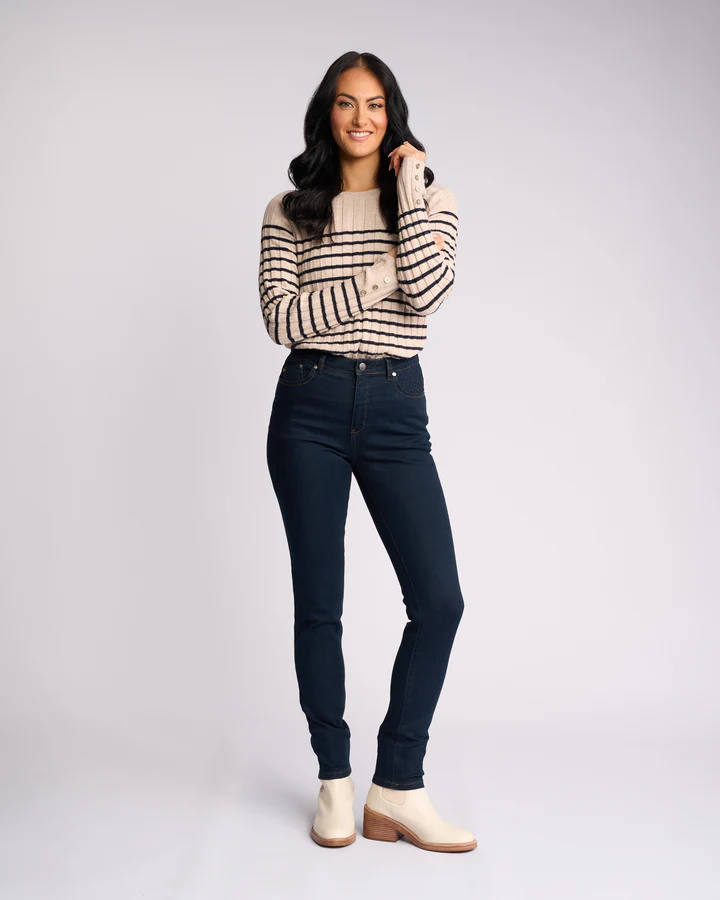 Vassalli Reign Skinny Basket Weave Pocket Jean - Indigo