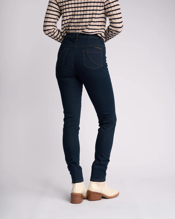 Vassalli Reign Skinny Basket Weave Pocket Jean - Indigo - Image 6