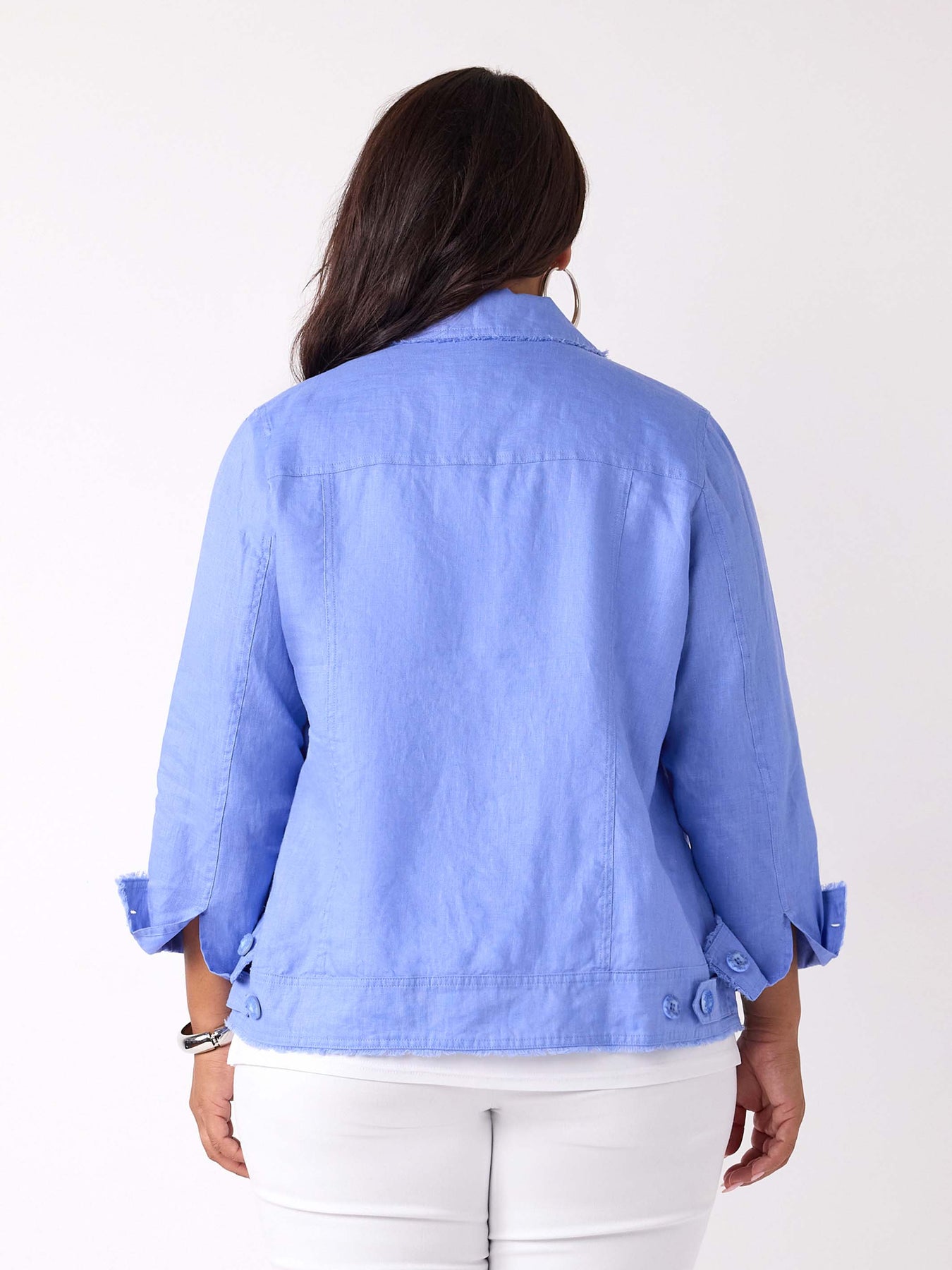 Swish Lightweight Collared Everyday Linen Jacket - Cornflower - Image 5