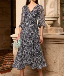 Sacha Drake Cloudland Wrap Dress-Navy White Spot