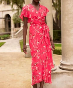 Sacha Drake Eleanor Wrap Dress - Pink Floral