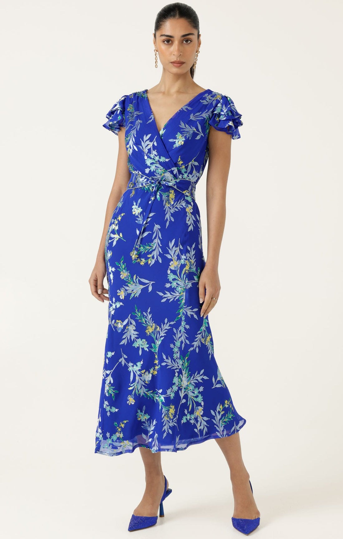 Sacha Drake Evelyn Midi Dress-Sapphire Floral - Image 5