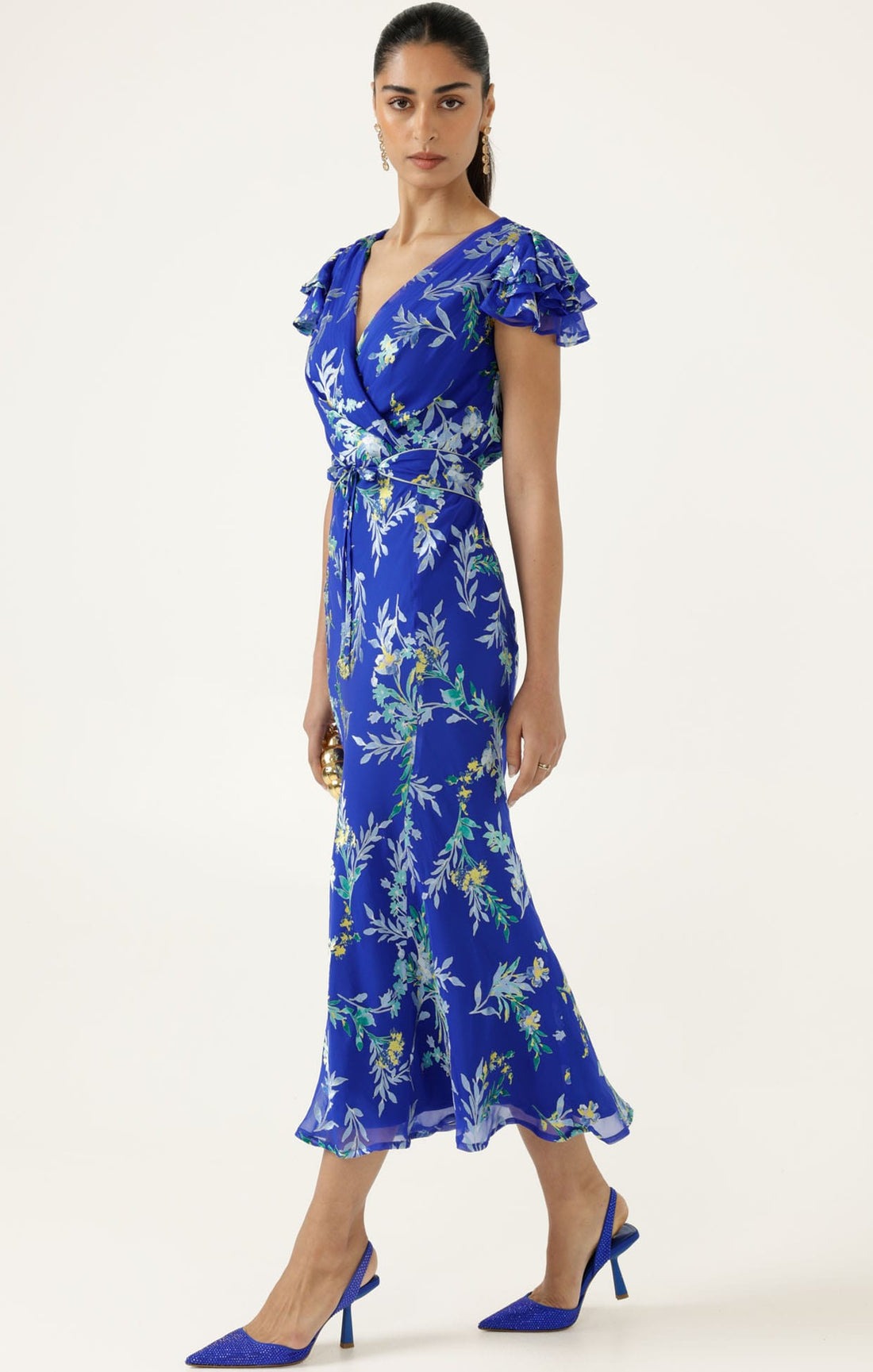Sacha Drake Evelyn Midi Dress-Sapphire Floral - Image 7