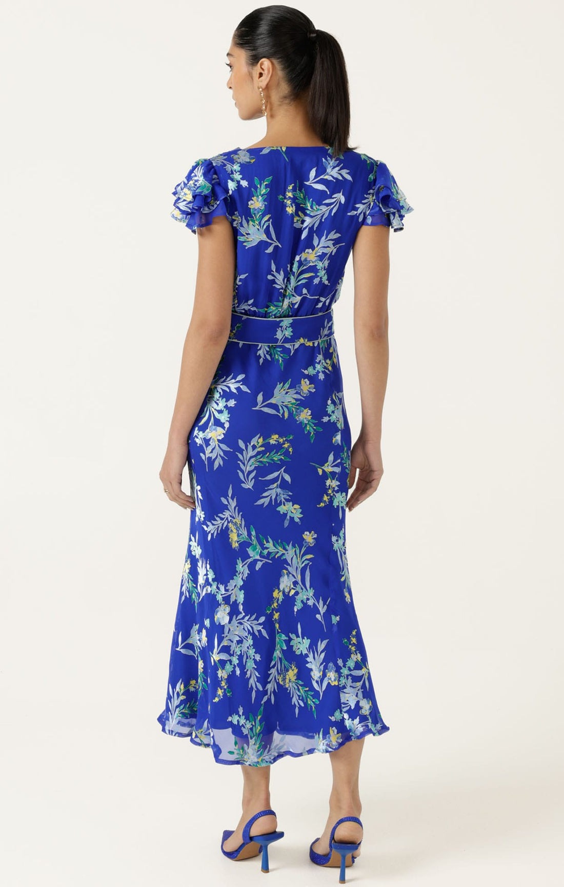 Sacha Drake Evelyn Midi Dress-Sapphire Floral - Image 8