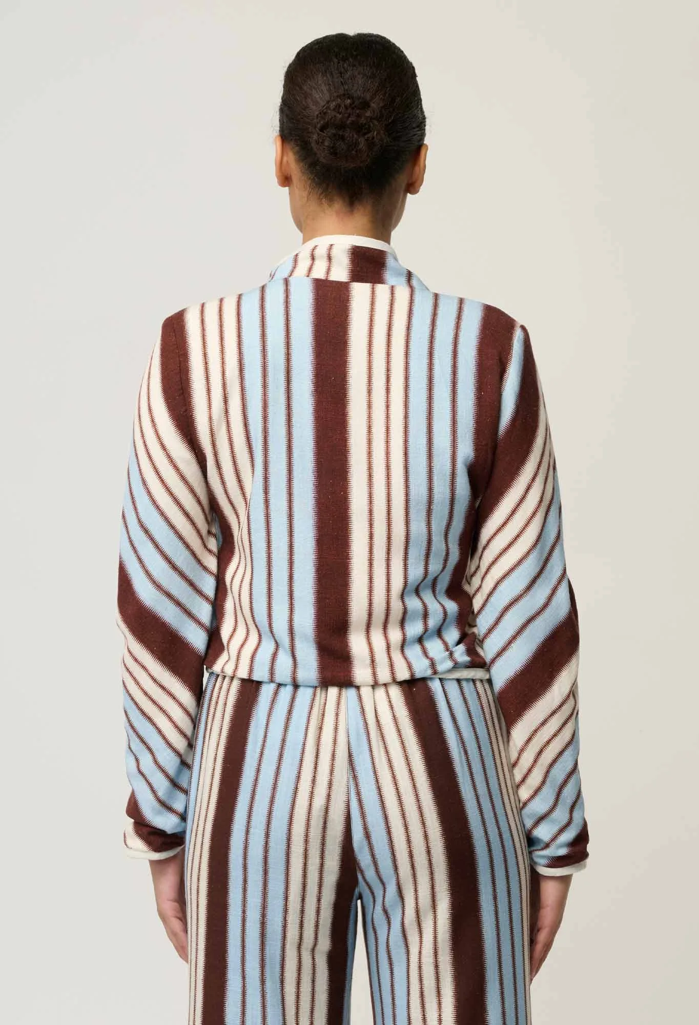 Once Was Delray Reversible Printed Linen Viscose Jacket - Nautilus Bloom/Iridescent Stripe - Image 4