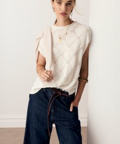 POL Rosin Cable Knit Tee - White