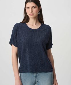 Joseph Ribkoff Rhinestones Knit T-Shirt - Indigo