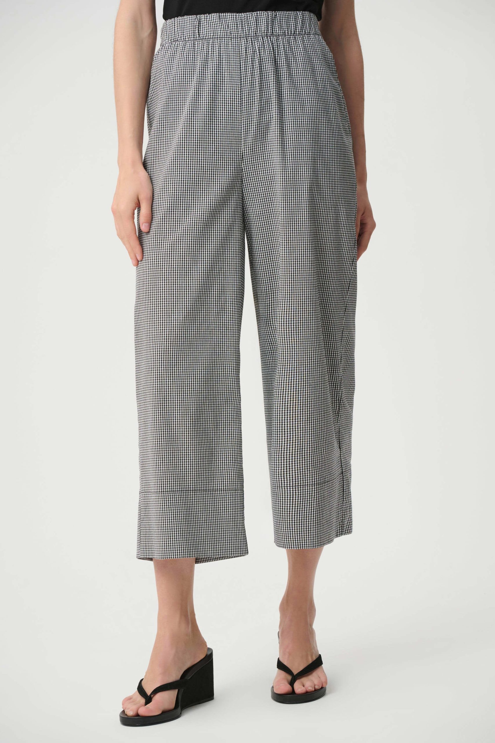 Joseph Ribkoff Gingham Culotte Pants - Black/White - Image 2