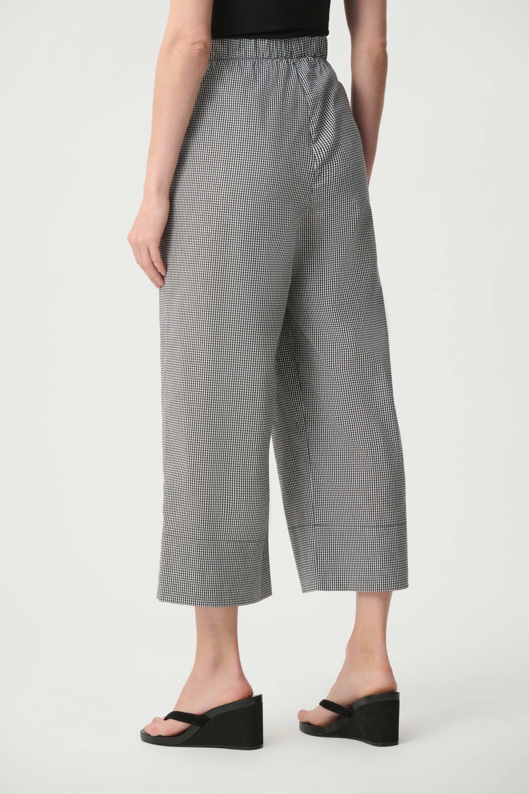 Joseph Ribkoff Gingham Culotte Pants - Black/White - Image 3
