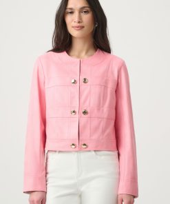 Joseph Ribkoff Faux Suede Cropped Jacket - Bellini