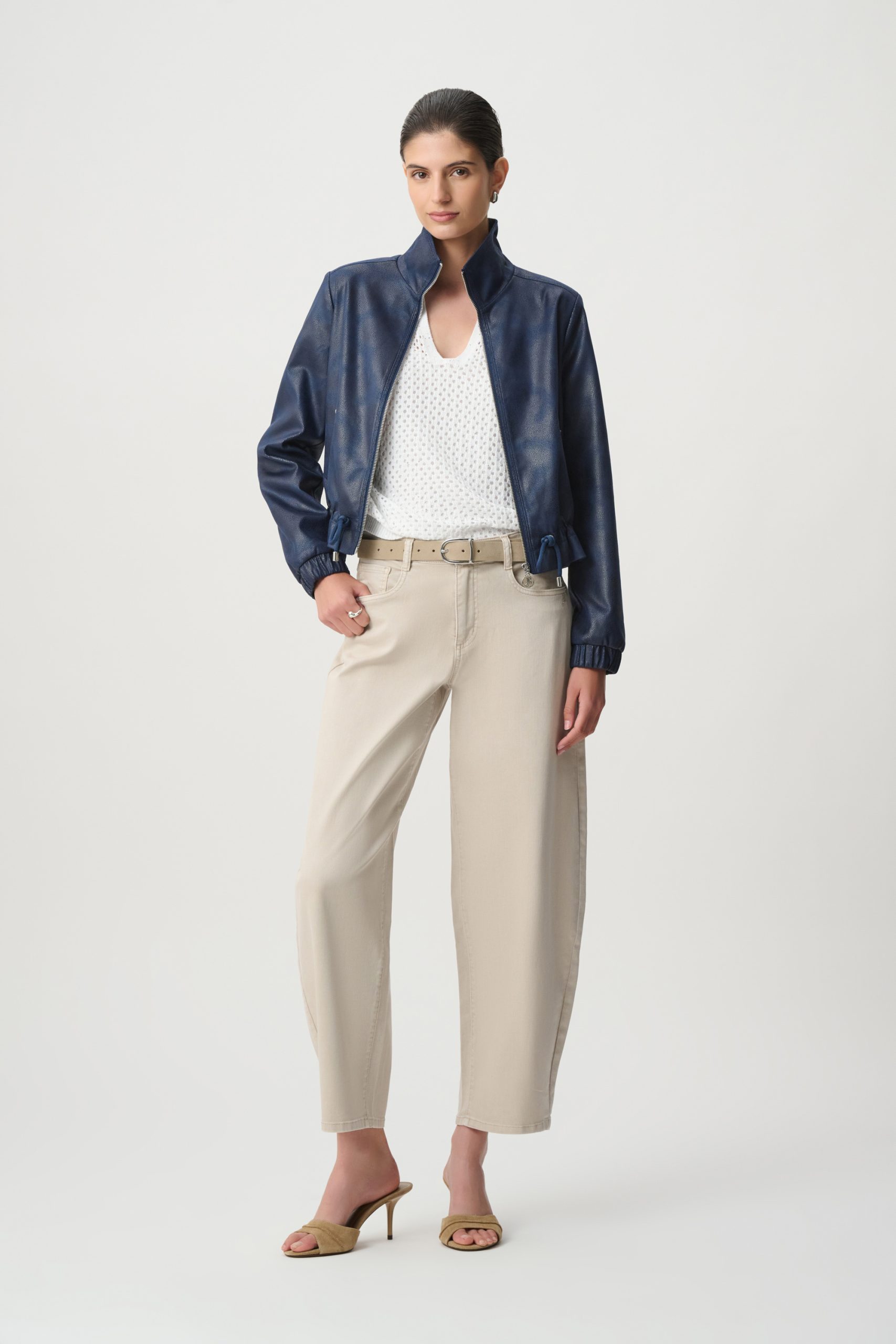 Joseph Ribkoff Faux Suede Blouson Jacket - Midnight
