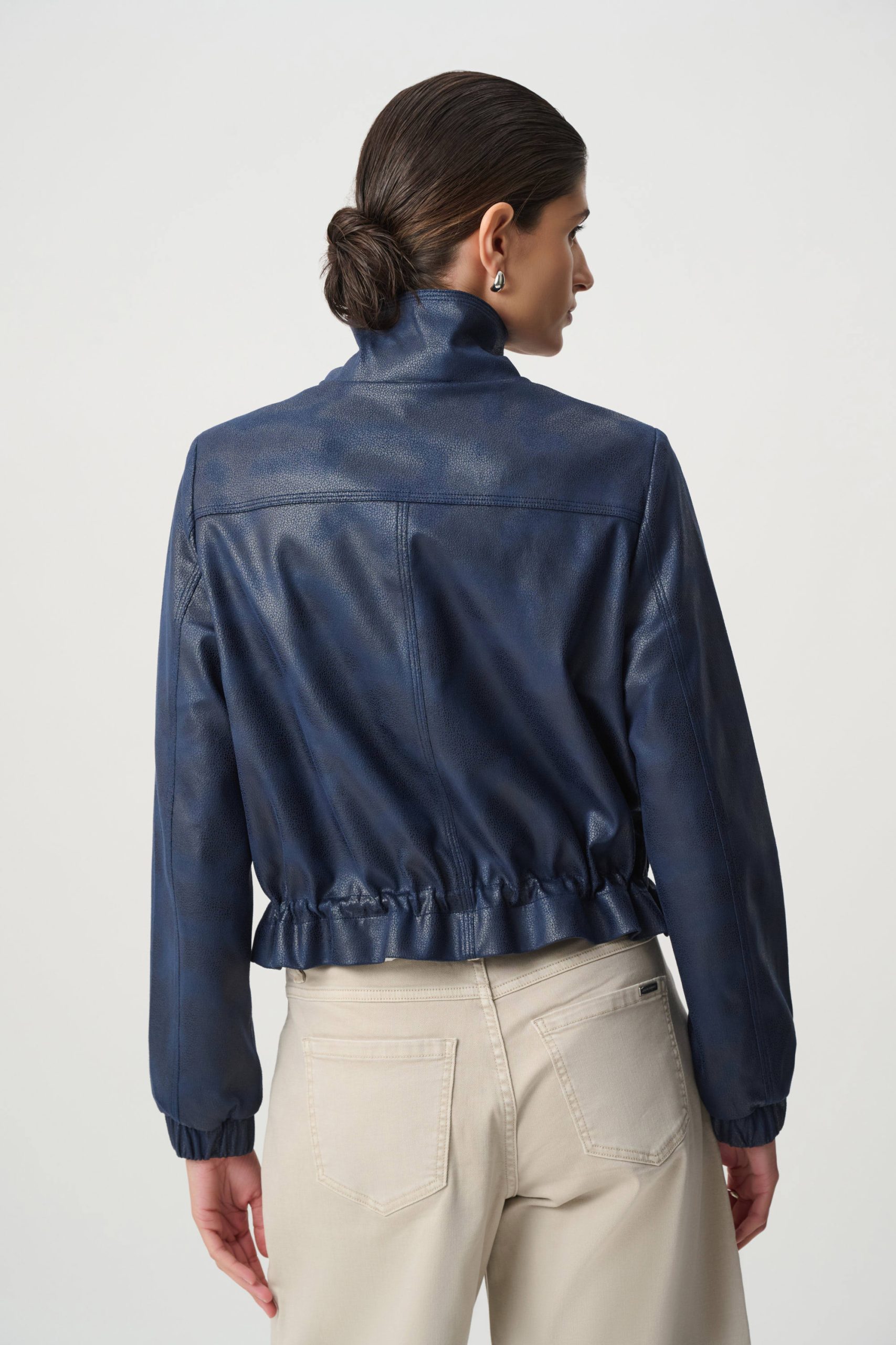 Joseph Ribkoff Faux Suede Blouson Jacket - Midnight - Image 4