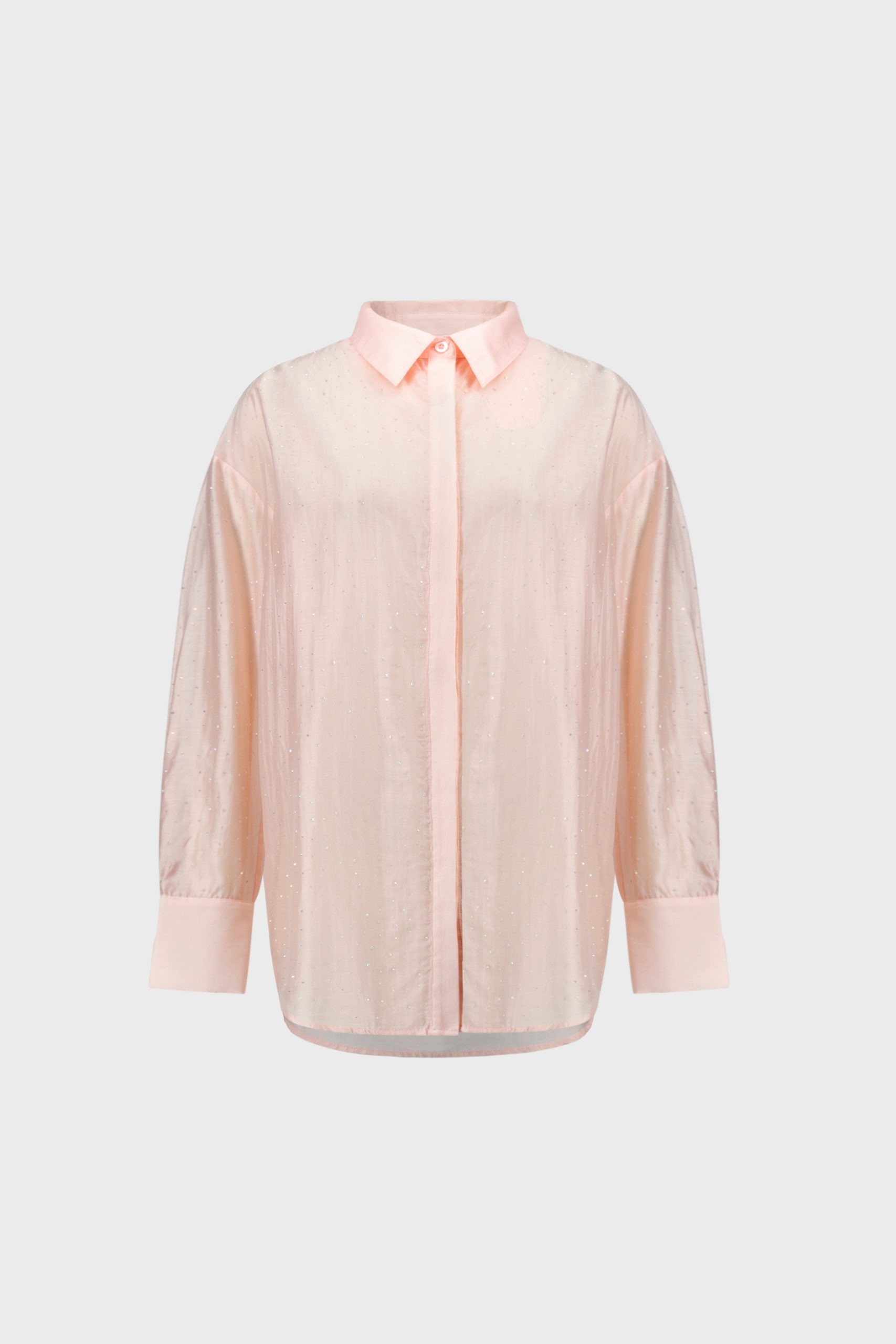 Joseph Ribkoff Rhinestone-Embellished Sheer Blouse - Soft Peach - Image 7