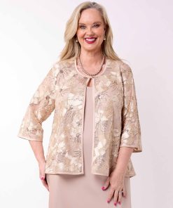 Swish Embroidered Sequin Evening Jacket Dream Light - Champagne