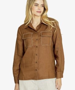 Ping Pong Rita Contrast L/S Shirt -Coffee/White