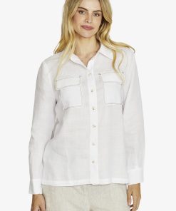 Ping Pong Rita Contrast L/S Shirt -White/Coffee