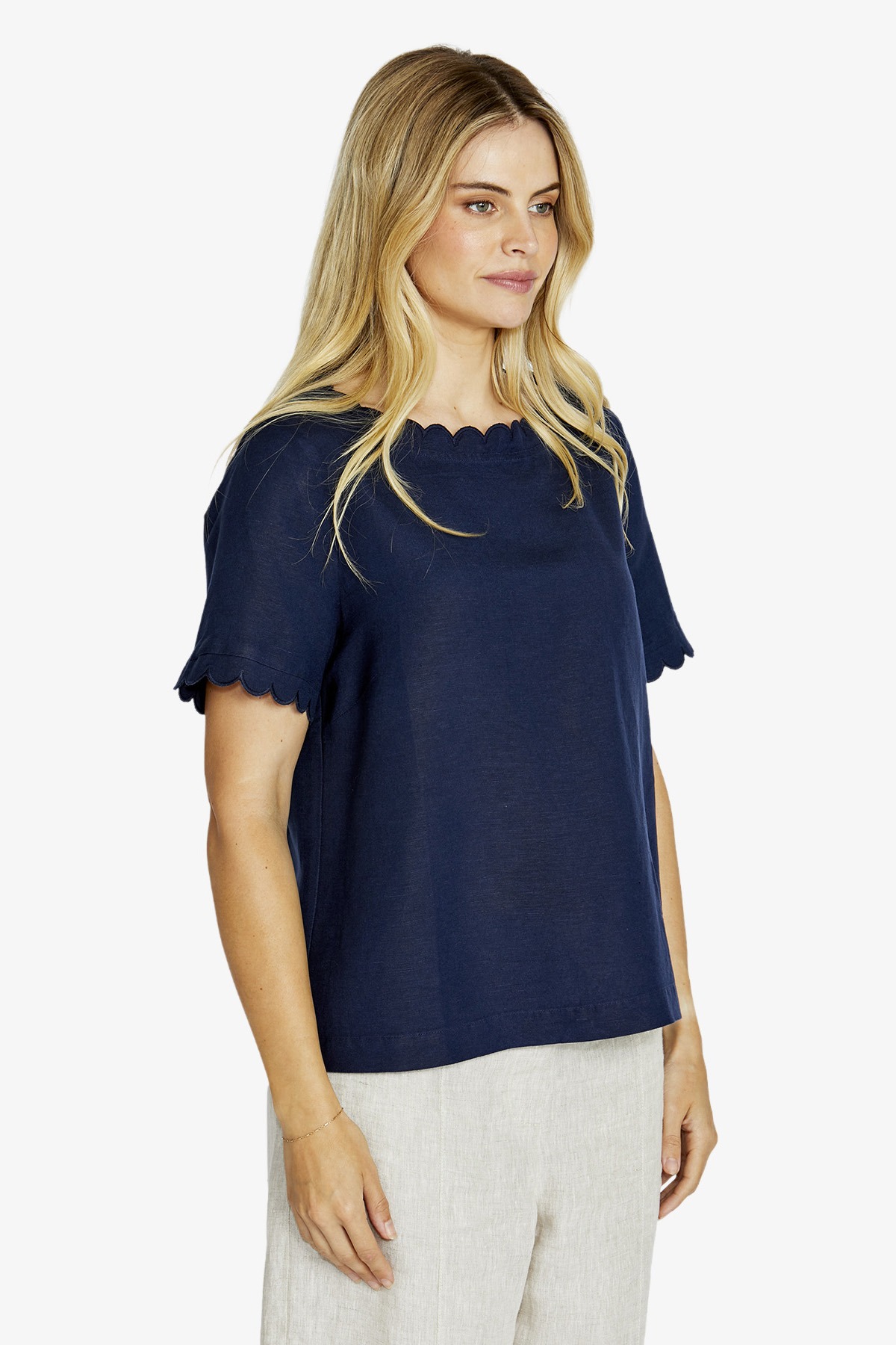 Ping Pong Monica Scallop Neck Top - True Navy - Image 2