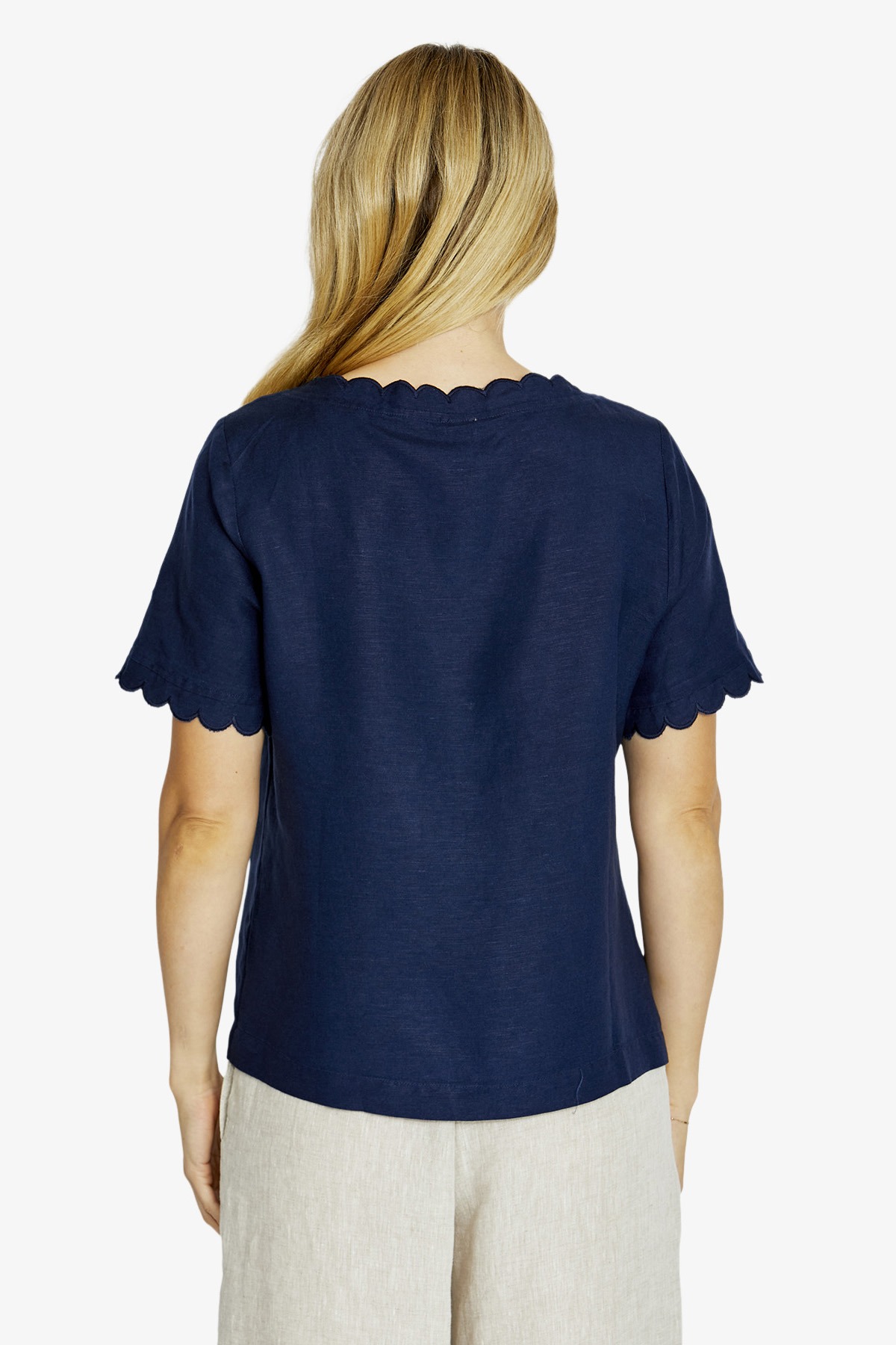 Ping Pong Monica Scallop Neck Top - True Navy - Image 3