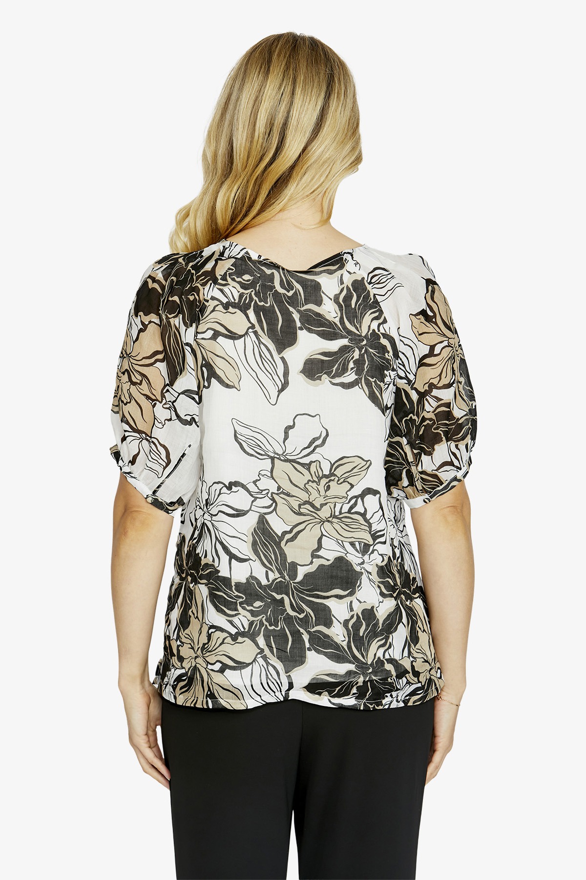 Ping Pong Eden Bubble Sleeve Top - Floral Races Print - Image 4