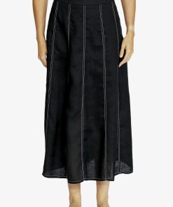 Ping Pong Rita Contrast Stitch Panel Skirt -Black/White