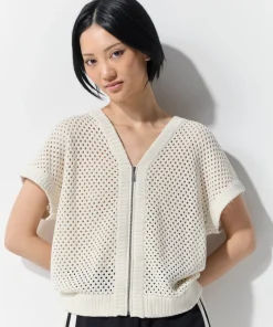 Marco Polo Two Way Zip Thru Knit - Oyster