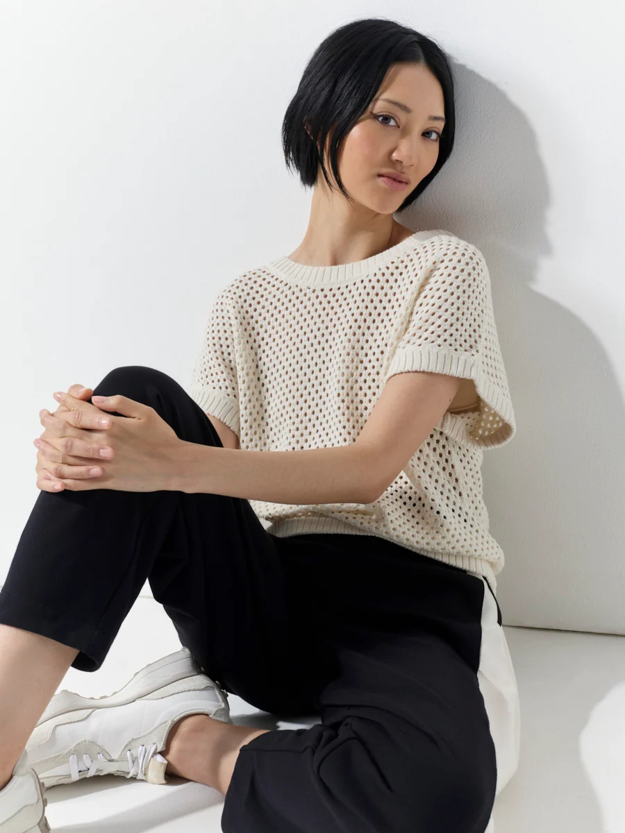Marco Polo Two Way Zip Thru Knit - Oyster - Image 3