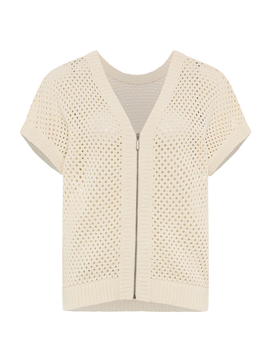 Marco Polo Two Way Zip Thru Knit - Oyster - Image 4