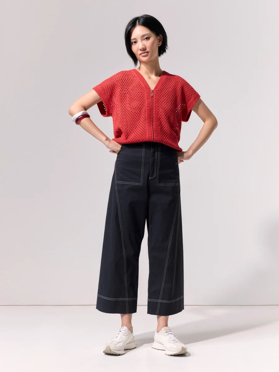 Marco Polo Two Way Zip Thru Knit - Terracotta - Image 2
