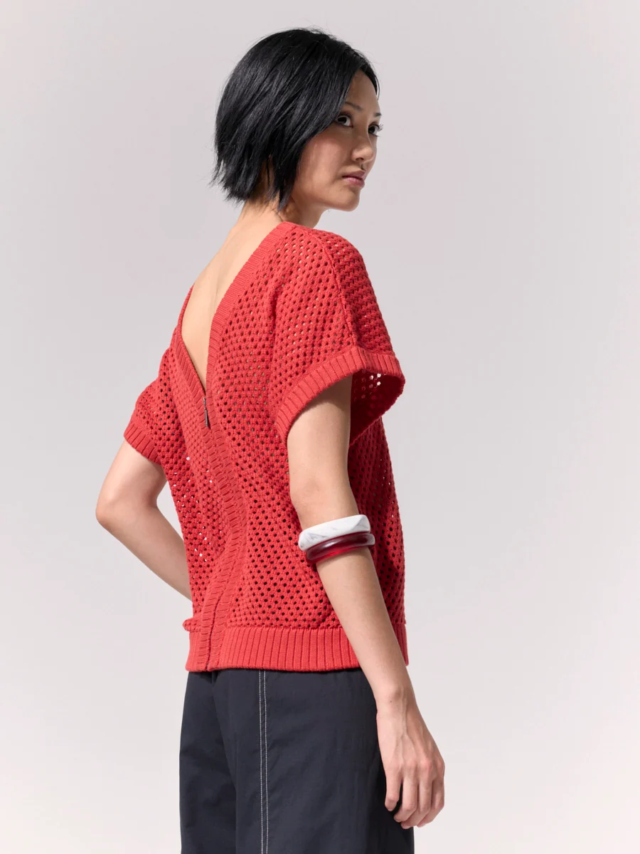 Marco Polo Two Way Zip Thru Knit - Terracotta - Image 4
