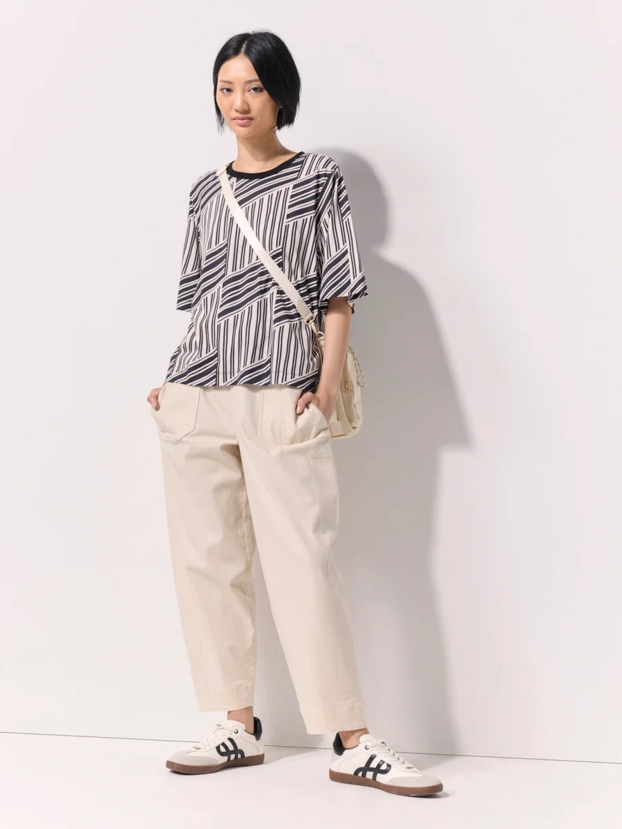 Marco Polo Comfort Linen Cargo Pant - Oyster Mix
