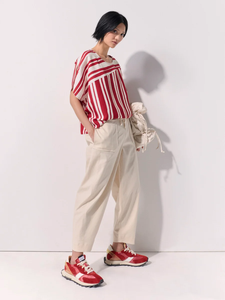 Marco Polo Comfort Linen Cargo Pant - Oyster Mix - Image 2