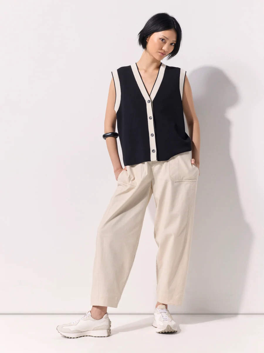 Marco Polo Comfort Linen Cargo Pant - Oyster Mix - Image 3