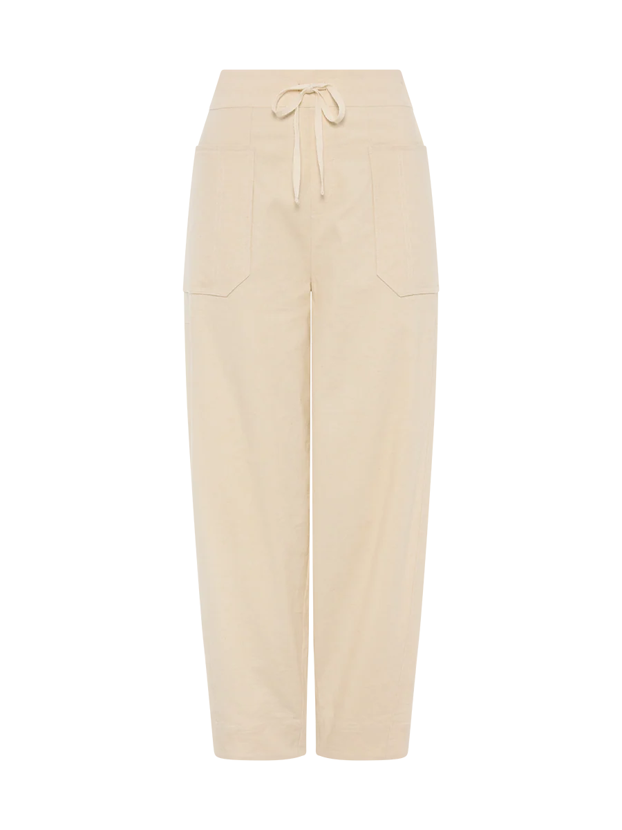 Marco Polo Comfort Linen Cargo Pant - Oyster Mix - Image 4