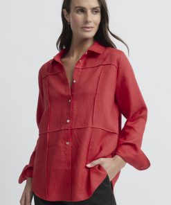 Yarra Trail Tirari Pintuck Shirt - Chilli