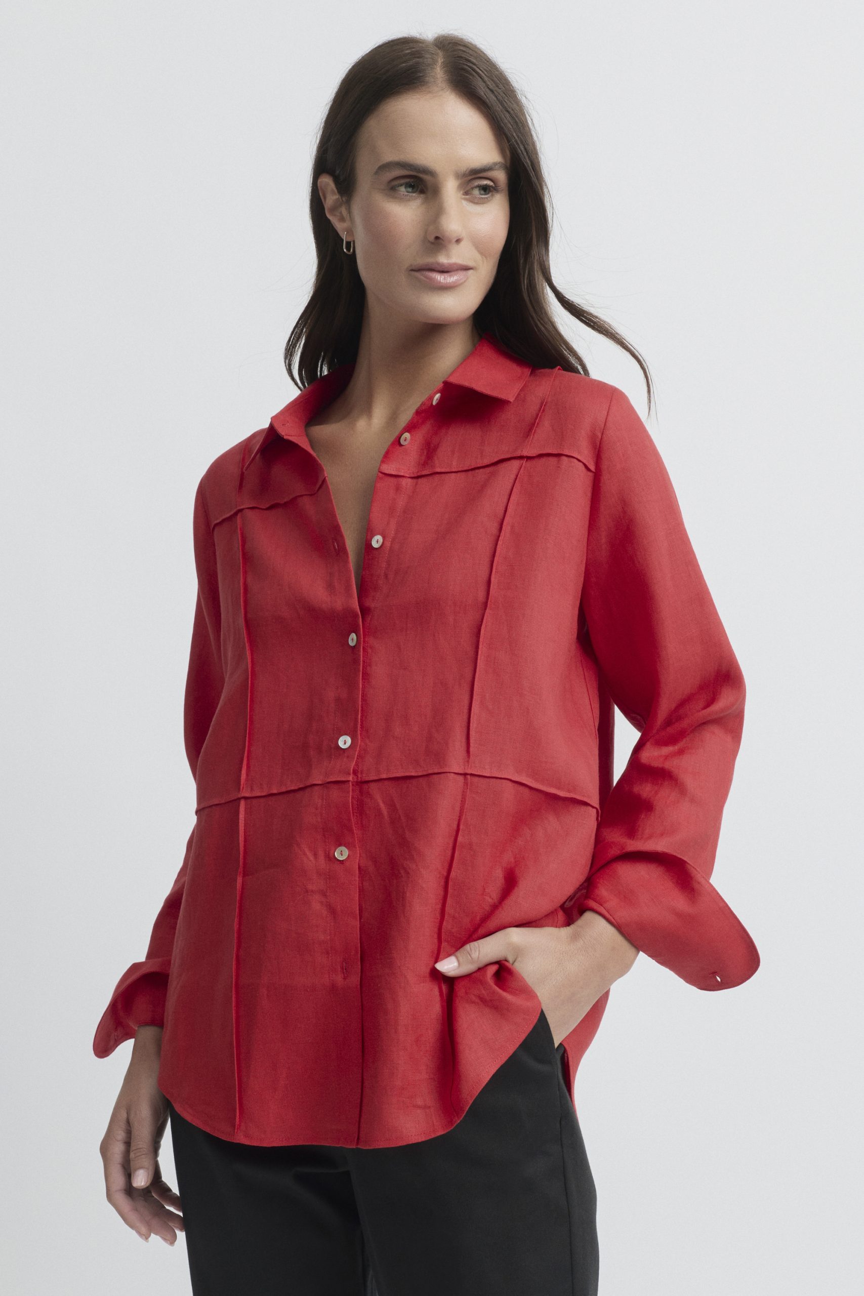 Yarra Trail Tirari Pintuck Shirt - Chilli
