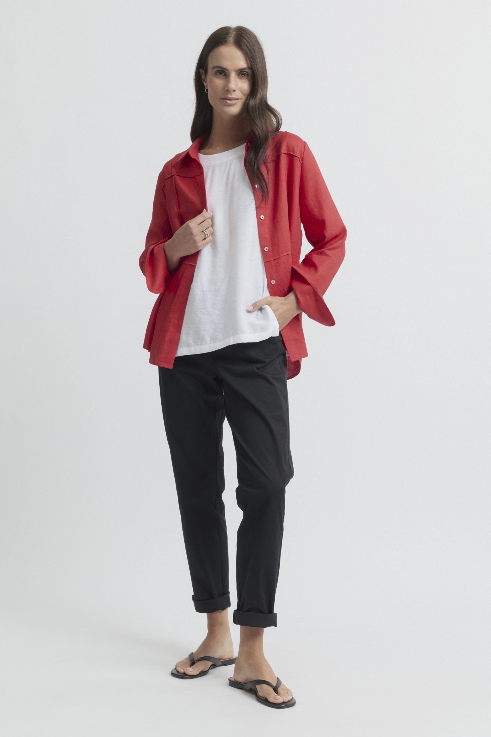 Yarra Trail Tirari Pintuck Shirt - Chilli - Image 3