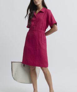 Yarra Trail Tirari Linen Short Dress - Raspberry