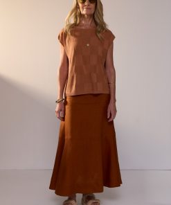 POL Naia Check Tee - Butterscotch