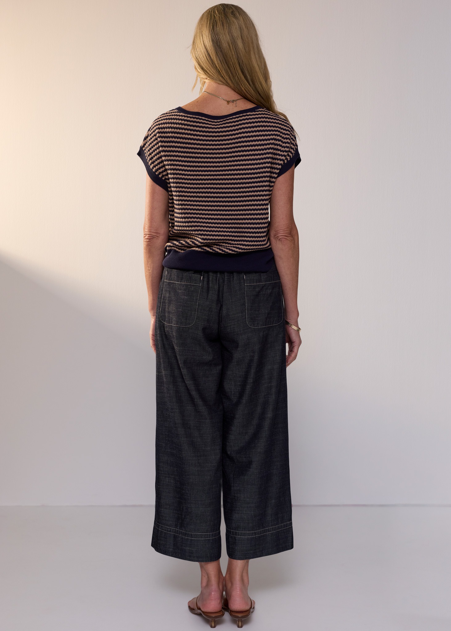 POL Naia Wobble Stripe Tee - Ink/Clay - Image 5