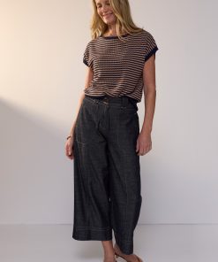POL Naia Wobble Stripe Tee - Ink/Clay