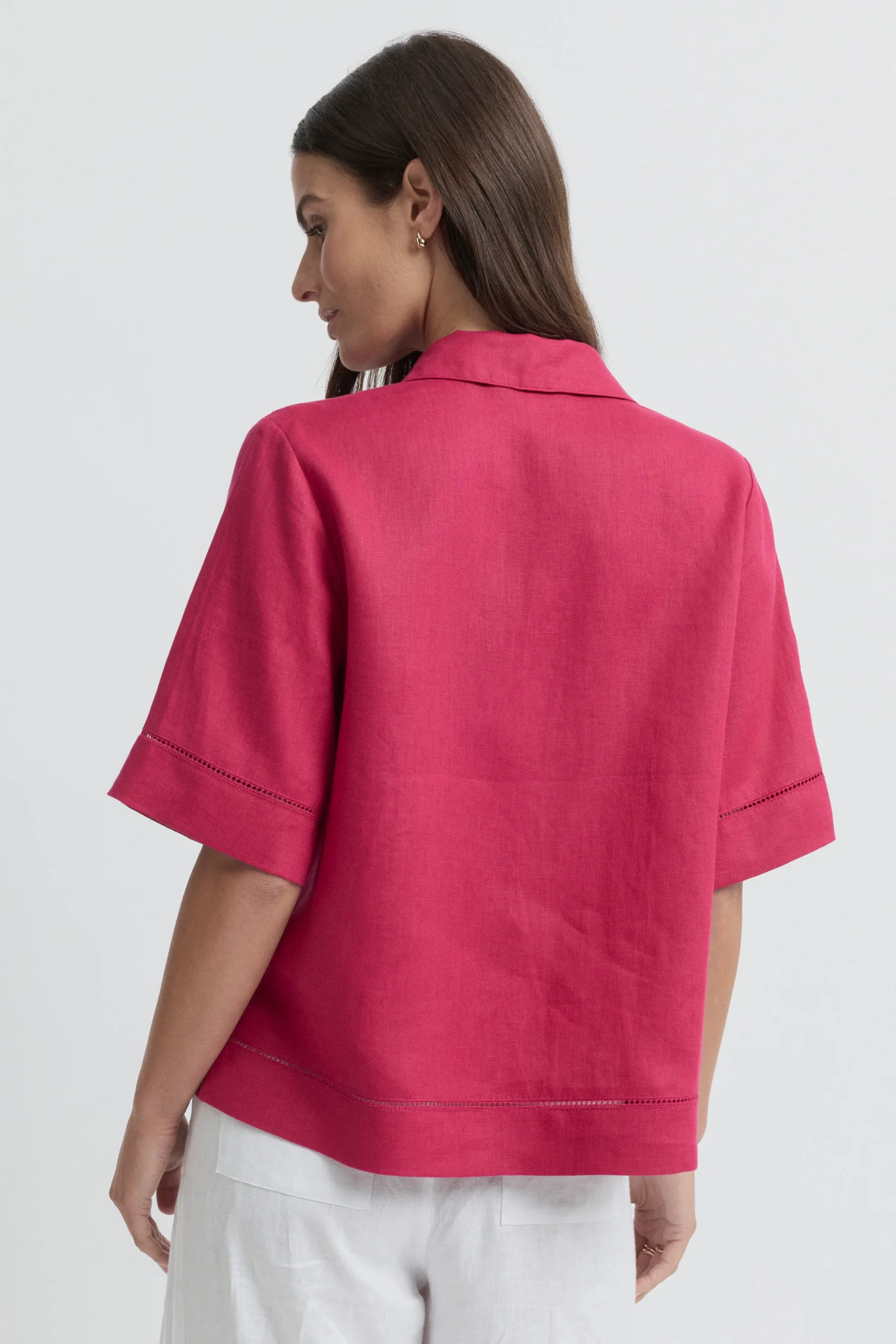 Yarra Trail Tirari Lace Short Sleeve Shirt - Raspberry - Image 5