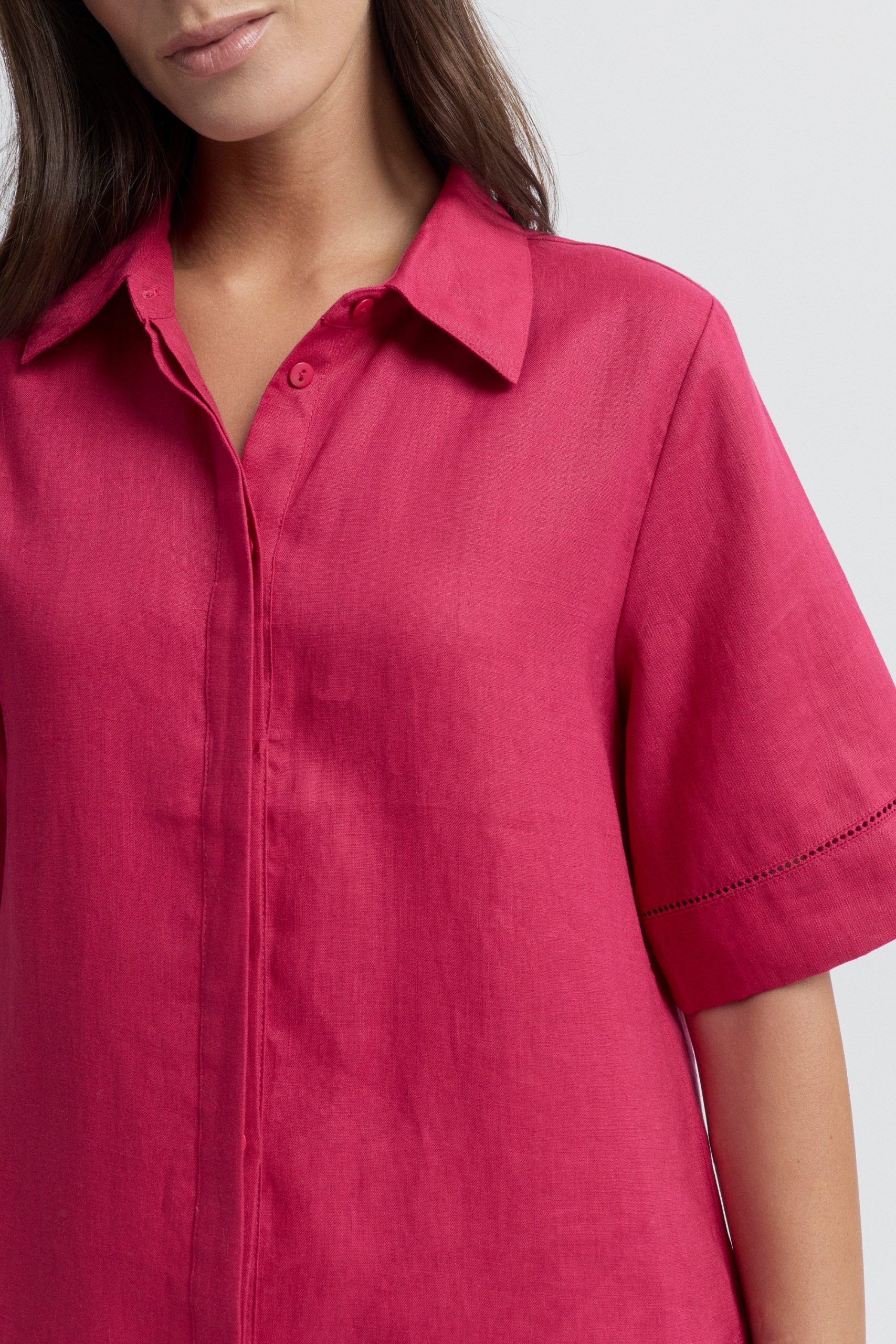 Yarra Trail Tirari Lace Short Sleeve Shirt - Raspberry - Image 4